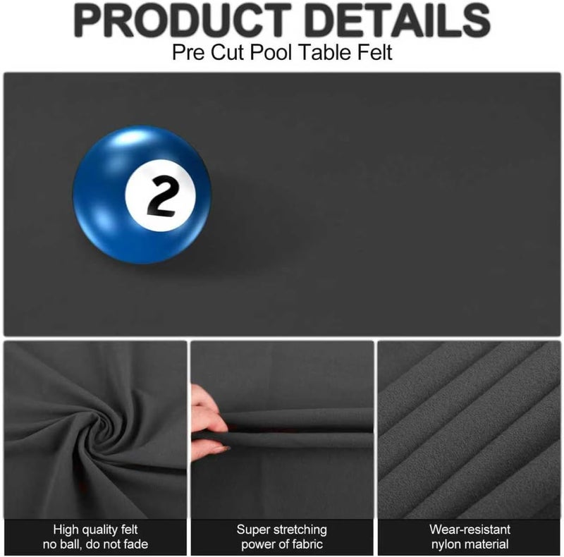 STRONGBERRY Pre-Cut Pool Table Felt Replacement Kit - 8ft Billiard Cloth w/Gloves, Strips & Tools, Felt for Pool Tables - Image 3